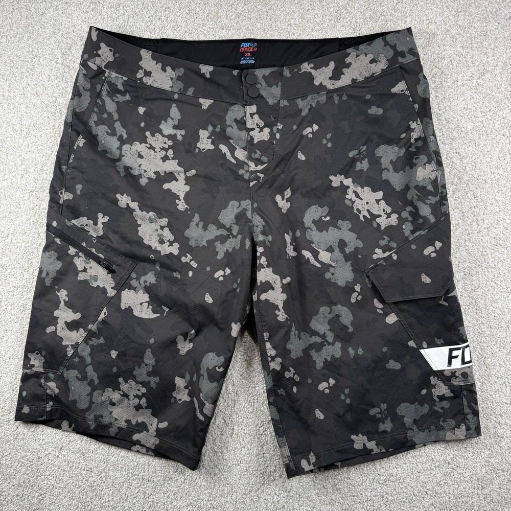 Fox Racing Ranger Shorts Mens 38 Black Camo MTB Mountain Bike Cargo Cycling